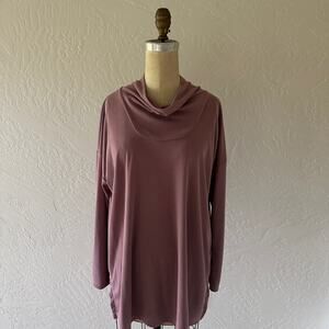 J JILL Pure Jill Womens Ribbed Knit Cowl Neck Tunic Large Modal Lagenlook Mature